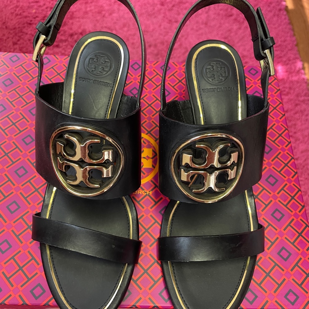 Tory Burch Leather Wedges.